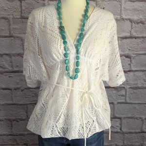 Ella Moss size XS white lace tunic top lined